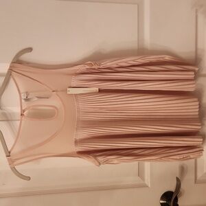 Blush Pleated Sleeveless Trapeze Top Size L New